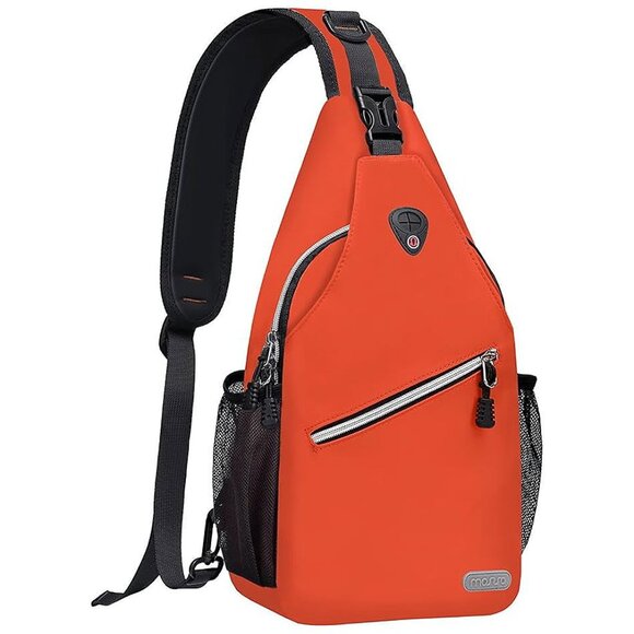 Sling Backpack, Multipurpose Crossbody Shoulder Bag Travel Hiking Orange - Picture 1 of 6